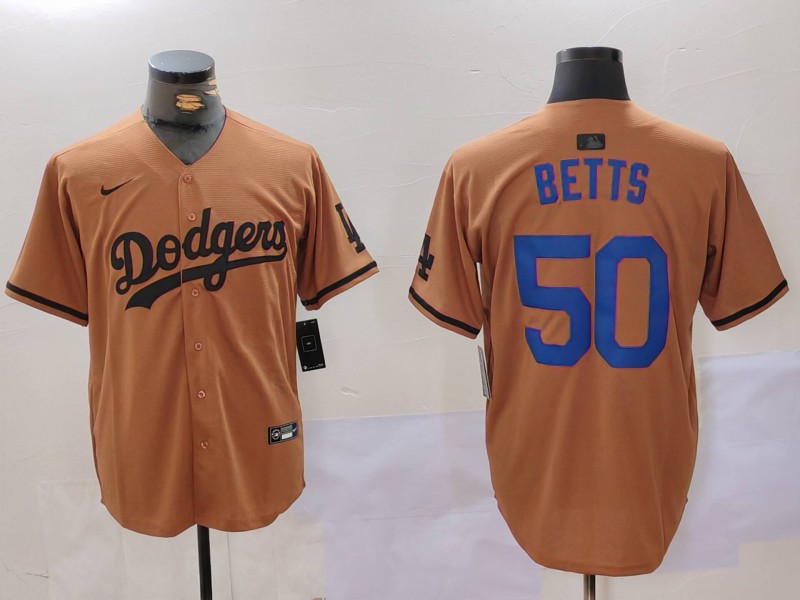 Men's Los Angeles Dodgers Mookie Betts #50 Brown Jersey